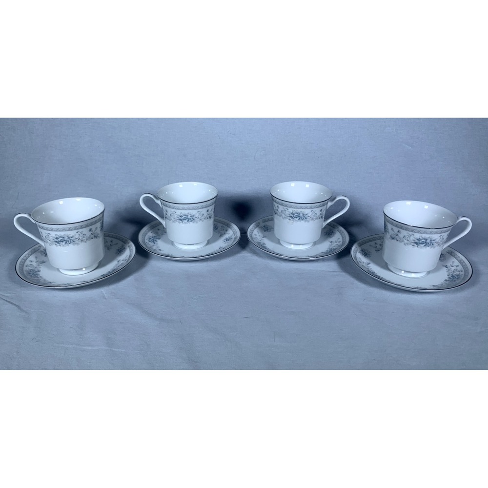 Set of 4 American Limoges Salem Heritage Bridal Bouquet Tea Cups Saucers